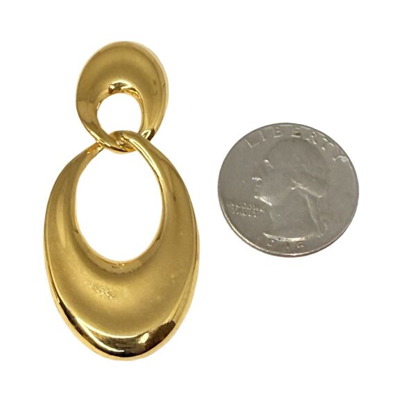 Gold-Tone Large Door Knocker Hoop Earrings 2 1/8" Polished Pierced - Picture 9 of 11